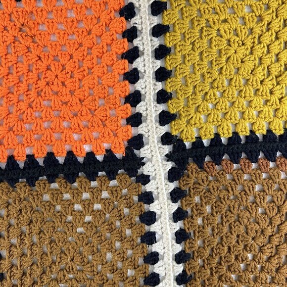 Vintage Handcrafted Crochet Granny Square Blanket Afghan Throw 43" X 52" - Picture 8 of 11